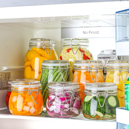 6-Pack 17Oz Short Glass Jars for Drawers, Small Airtight Food Canisters for Spices, Nuts & Kids Snacks, Pint Sized Canning Jar Set for Jams, Pickles & Pantry Organization