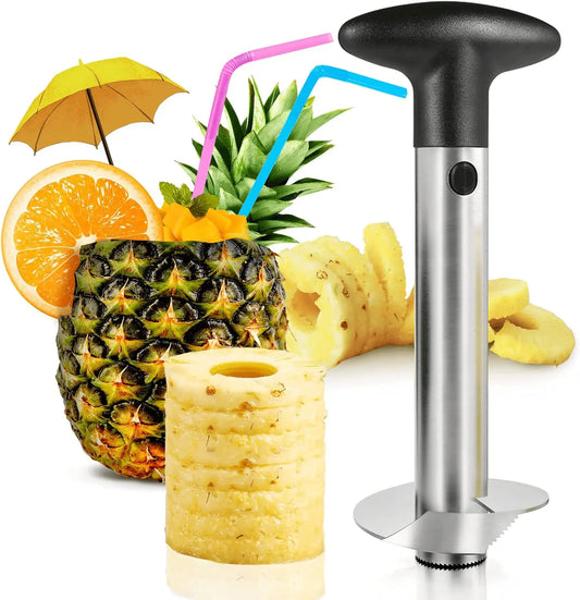 Stainless Steel Pineapple Corer Slicer Peeler, Upgraded Reinforced Thick Blade Tool with Detachable Core Remover, Multi-Purpose Fruit Ring Dicer Kitchen Accessories for Home Use